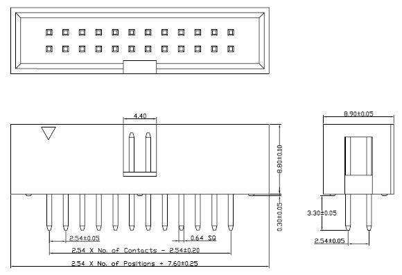 Pin header 2x13 pin 2