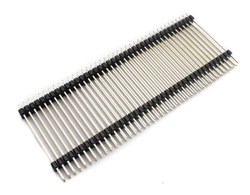 Pin header 2×40 pin 2.54mm pitch extended 40mm lang zwart