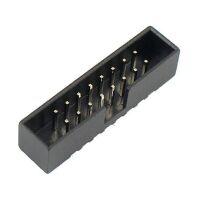 Pin header 2x8 pin 2.54mm pitch met mantel zwart