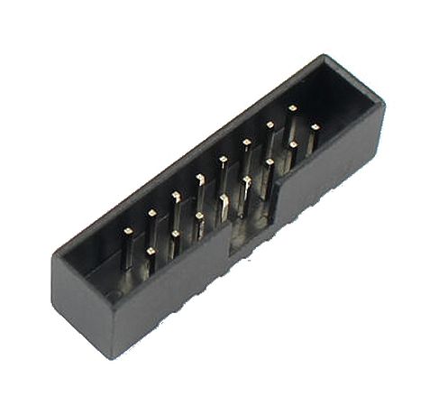 Pin header 2×8 pin 2.54mm pitch met mantel zwart