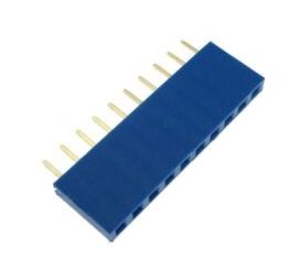 Pin header female pinsocket 1×10-pin 2.54mm pitch blauw