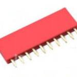 Pin header female pinsocket 1×10-pin 2.54mm pitch rood
