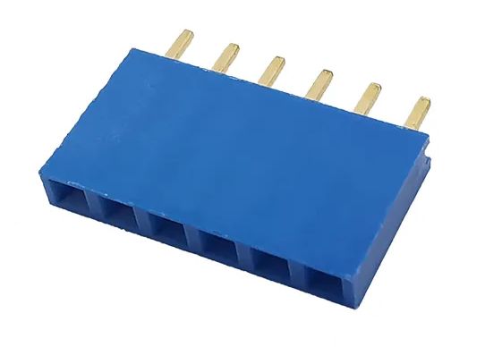 Pin header female pinsocket 1×6-pin 2.54mm pitch blauw