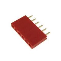 Pin header female pinsocket 1x6-pin 2.54mm pitch rood