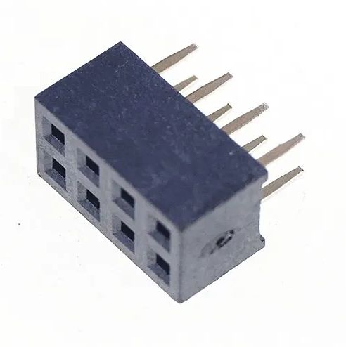 Pin header female pinsocket 2×4 pin 2.00mm pitch zwart