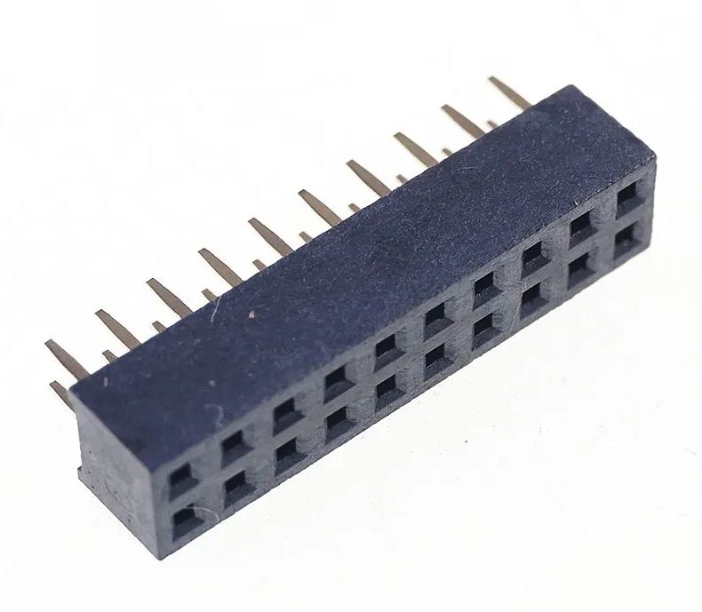 Pin header female pinsocket 2×10 pin 2.00mm pitch zwart