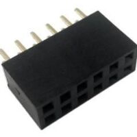 Pin header female pinsocket 2x6-pin 2.54mm pitch zwart