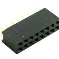 Pin header female pinsocket 2x8-pin 2.54mm pitch zwart