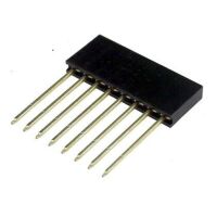 Pin header female pinsocket 1x8-pin 2.54mm pitch extended zwart