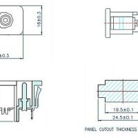 Power connector Eurostekker female plug C8 inbouw push-in afmetingen