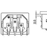 Power connector Eurostekker male plug C14 PCB afmetingen