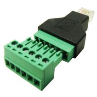 RJ connector 6P6C male met terminals (RJ12) achterkant schuin