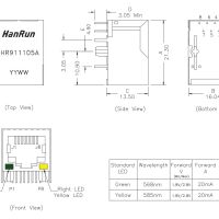 RJ connector 8P8C RJ45 HR911105A PCB maatvoering 01