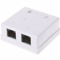 RJ connector 8P8C female RJ45 CAT5e opbouw doos 2 poorten wit