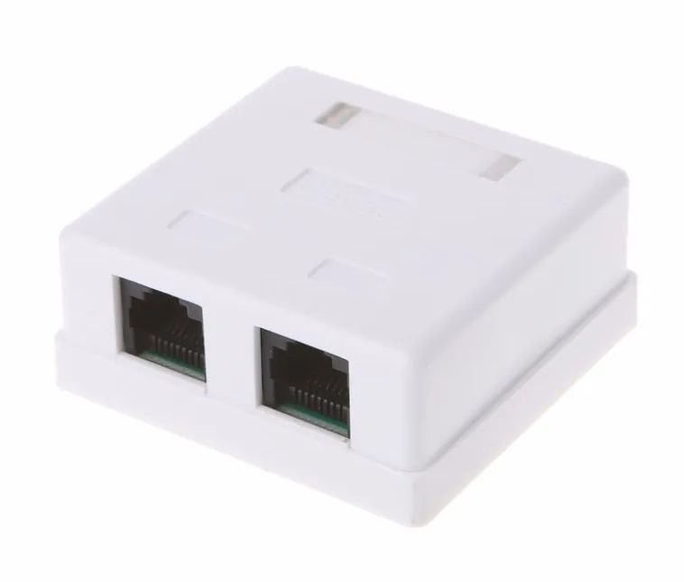 RJ connector 8P8C female RJ45 CAT5e opbouw doos 2 poorten wit