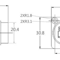 RJ connector 8P8C female RJ45 inbouw terminal zwart afmetingen