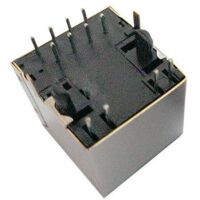 RJ connector 8P8C female verticaal metaal met leds PCB (RJ45-RJ48) 02