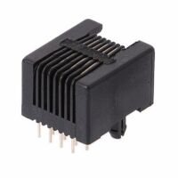 RJ connector 8P8C female plastic zwart PCB (RJ45-RJ48) 02