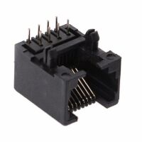 RJ connector 8P8C female plastic zwart PCB (RJ45-RJ48) 03