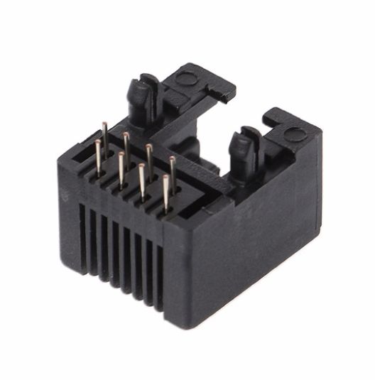 RJ connector 8P8C female plastic zwart PCB (RJ45-RJ48) 05