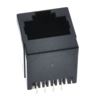 RJ connector 8P8C female verticaal kunststof zwart RJ45 PCB