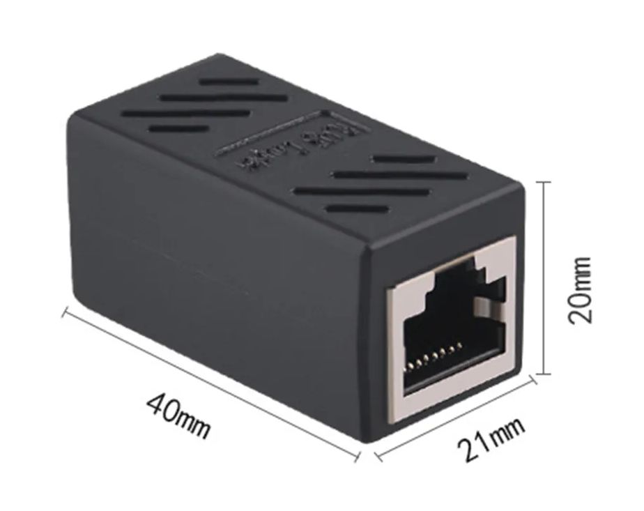 RJ45 8P8C koppelstuk straight kunststof shielded afmetingen