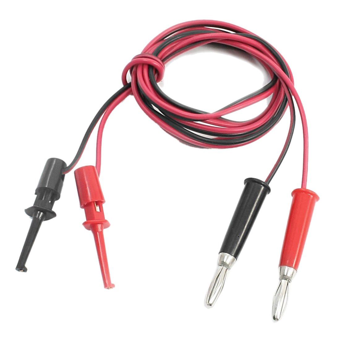 Meetsnoer banaanplug probe testclip met haak 40mm rood/zwart 1m