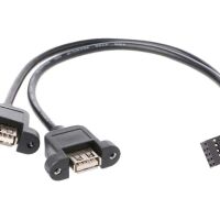 USB-A connector female inbouw duaal met connector