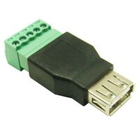 USB-A connector female met schroef terminals