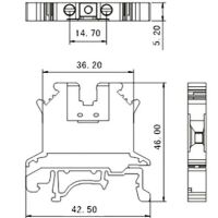 DIN Rail Terminal Block UK-3N afmetingen