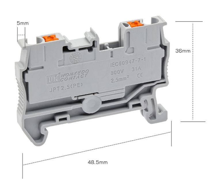 DIN Rail Terminal Block push-in JPT-2