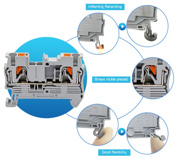 DIN Rail Terminal Block push-in JPT-2