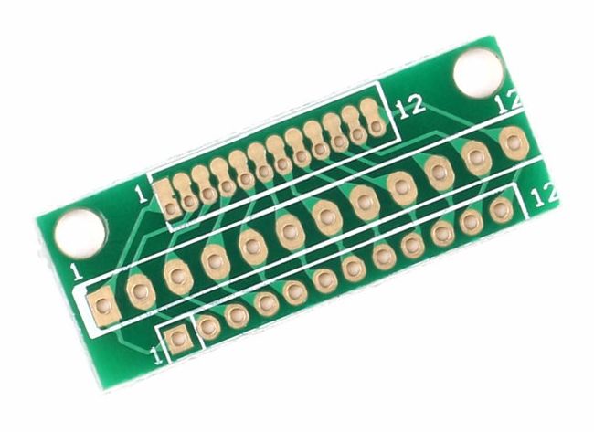 DIP naar DIP converter 12 pins pitch 1.25mm 2.0mm 2.54mm