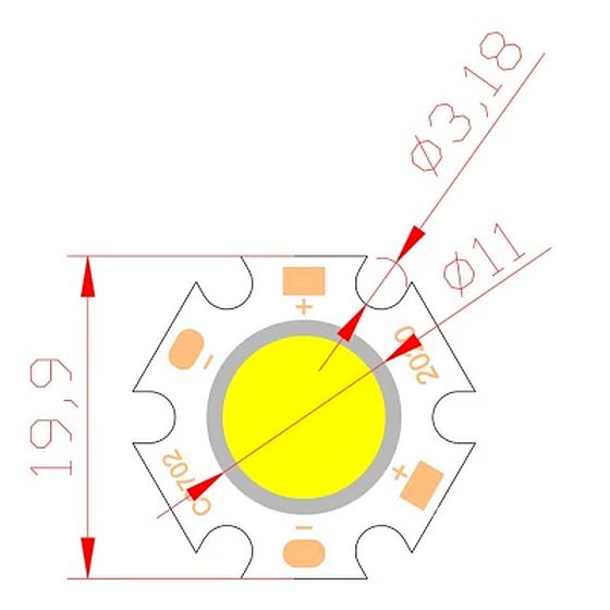 Power LED SMD 2011 afmetingen