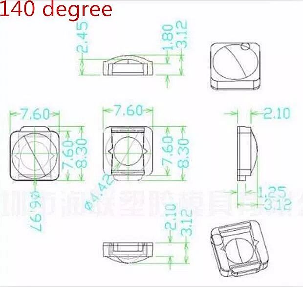 LED lens transparant 140 graden voor 5050 LED (RTU-7