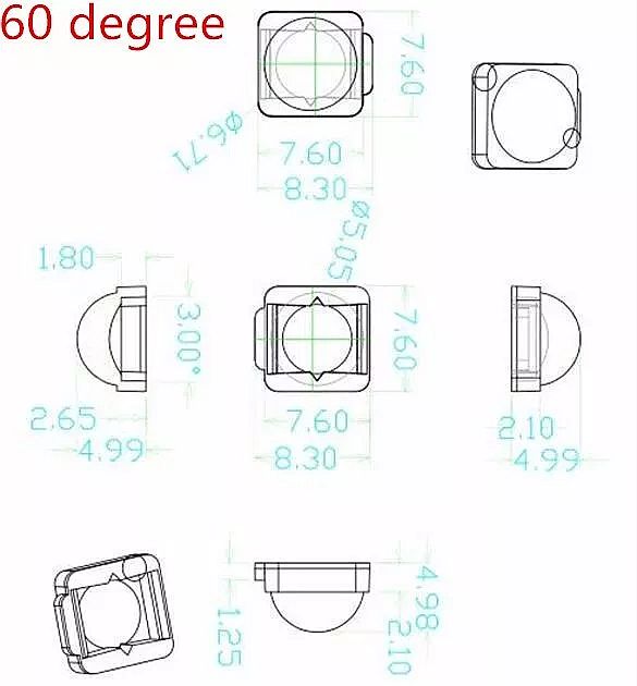 LED lens transparant 60 graden voor 5050 LED (RTU-7