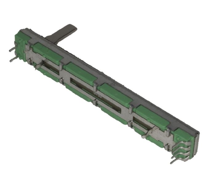 Potmeter schuif 10K 2-kanaals (A10KX2) onderkant schuin