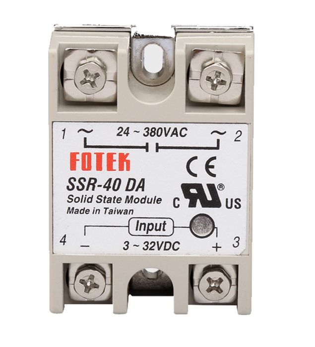 Relais Solid State 2-pins 3-32v, 1xNO 40A 380V SSR-40DA FOTEK