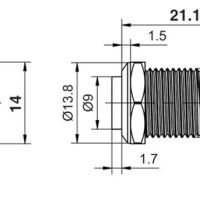 Drukknop Schakelaar terugverend 12mm messing met nikkellaag RL12C afmetingen