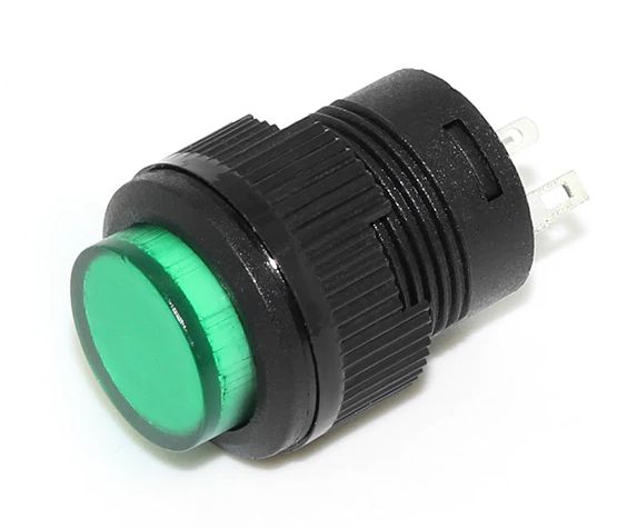 Drukknop Schakelaar vasthoudend 1.5A 250VAC Groen met led R16-503