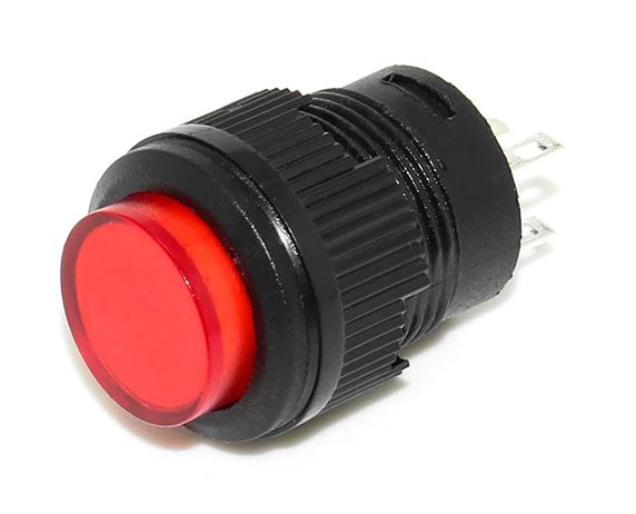 Drukknop Schakelaar vasthoudend 1.5A 250VAC Rood met led R16-503