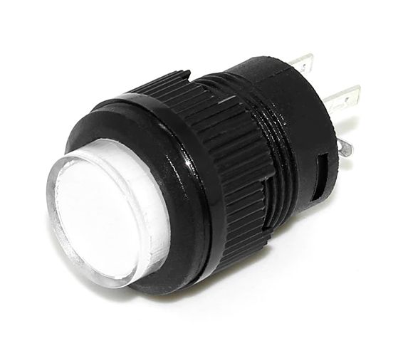 Drukknop Schakelaar vasthoudend 1.5A 250VAC Wit met led R16-503