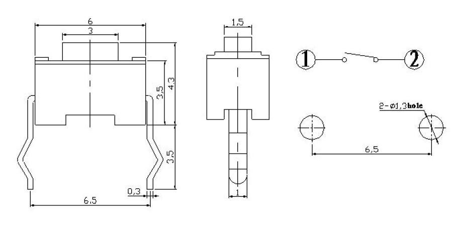 Micro Drukknop Schakelaar 3x6x4