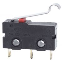 Microswitch 3-polig 5A 250VAC met gebogen lip zwart KW11-3Z-2