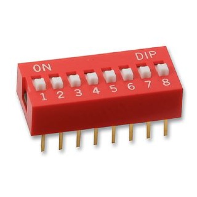 DIP-switch 8-polig rood 2.54mm pitch