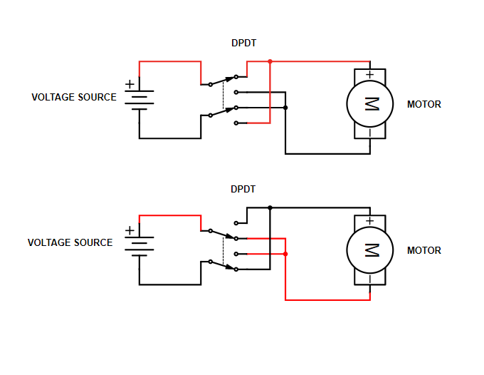 DPDT switch polarity reversal example