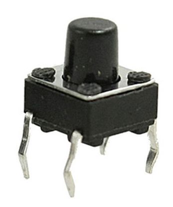 Micro Drukknop Schakelaar 6x6x7mm hoog 4-pins DIP