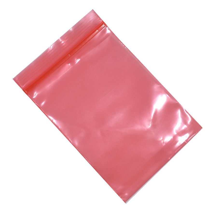 Zak ESD Anti-statische zak 4x6cm PE 0.070mm/side hersluitbaar rood