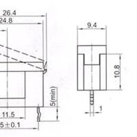 Zekering houder 5x20mm met deksel PCB zwart BLX-A afmetingen