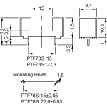Zekering houder 5x20mm met deksel PCB zwart PTF78S BS232 afmetingen 01